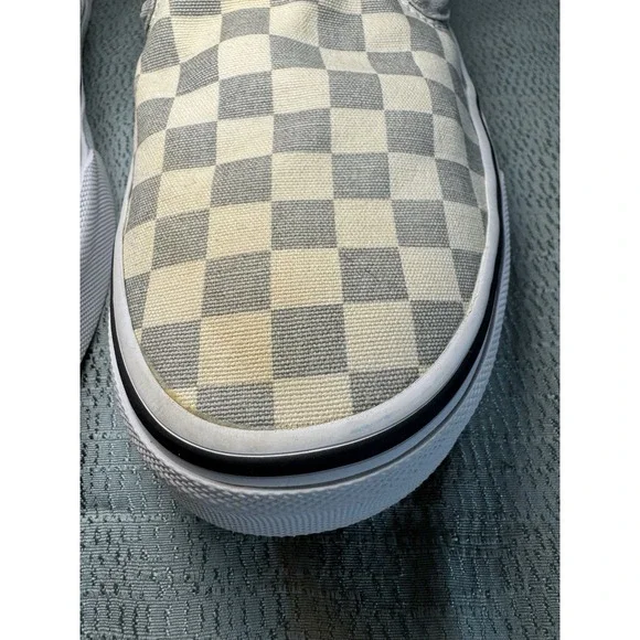 Vans Slip-On Checkerboard Skate Shoe Gray White Women's 9 Men 7.5 - Picture 3 of 13